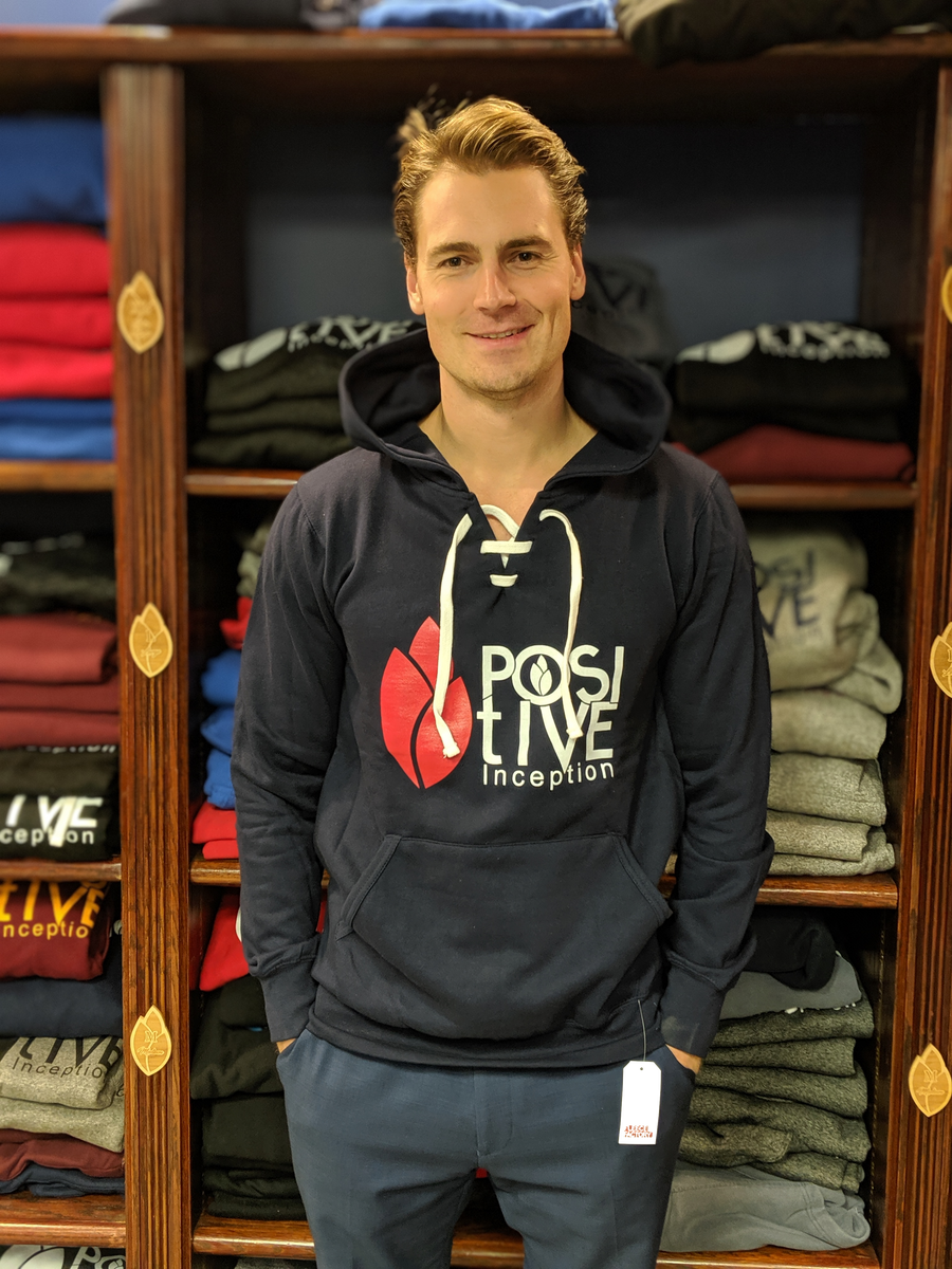 Navy Blue and Red Hockey Hoodie The Positive Inception