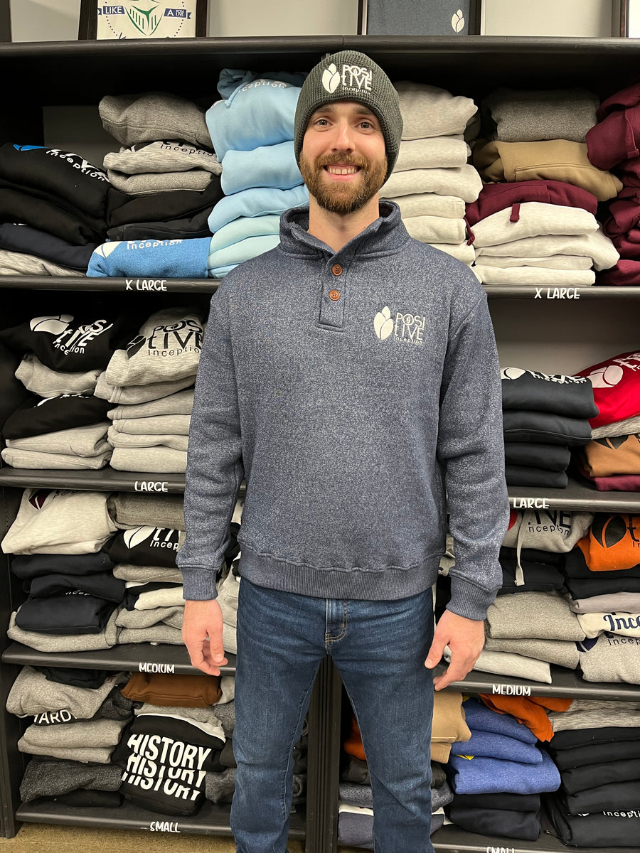 Unisex Nantucket Navy 1/4 button Sweater – The Positive Inception