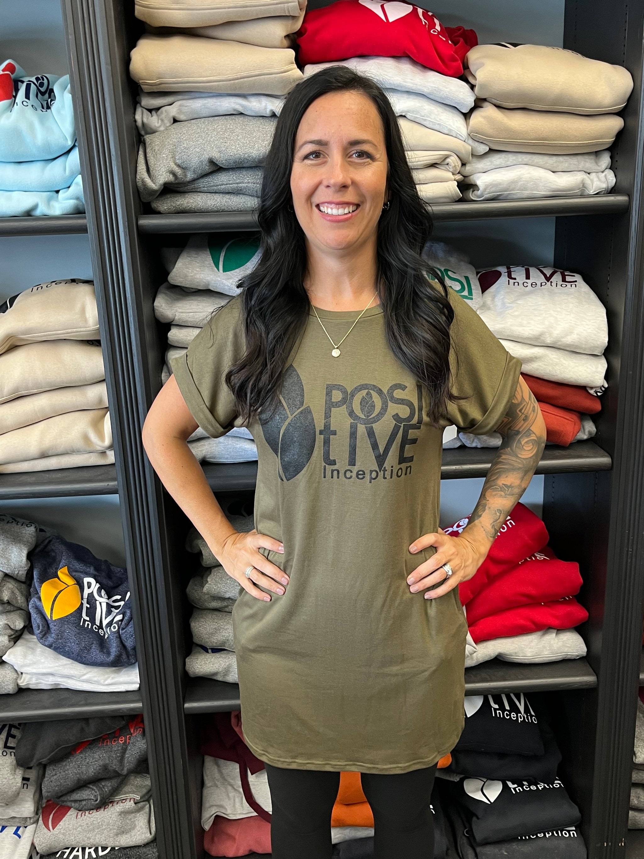 Olive Green T-Shirt Dress – The Positive Inception