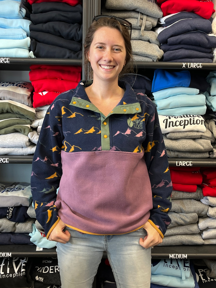 Purple Unisex 1/2 Button Colour Block Sweater – The Positive Inception