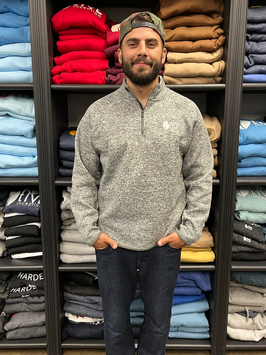 1/2 Zip PI Light Grey Embroidered Sweater – The Positive Inception