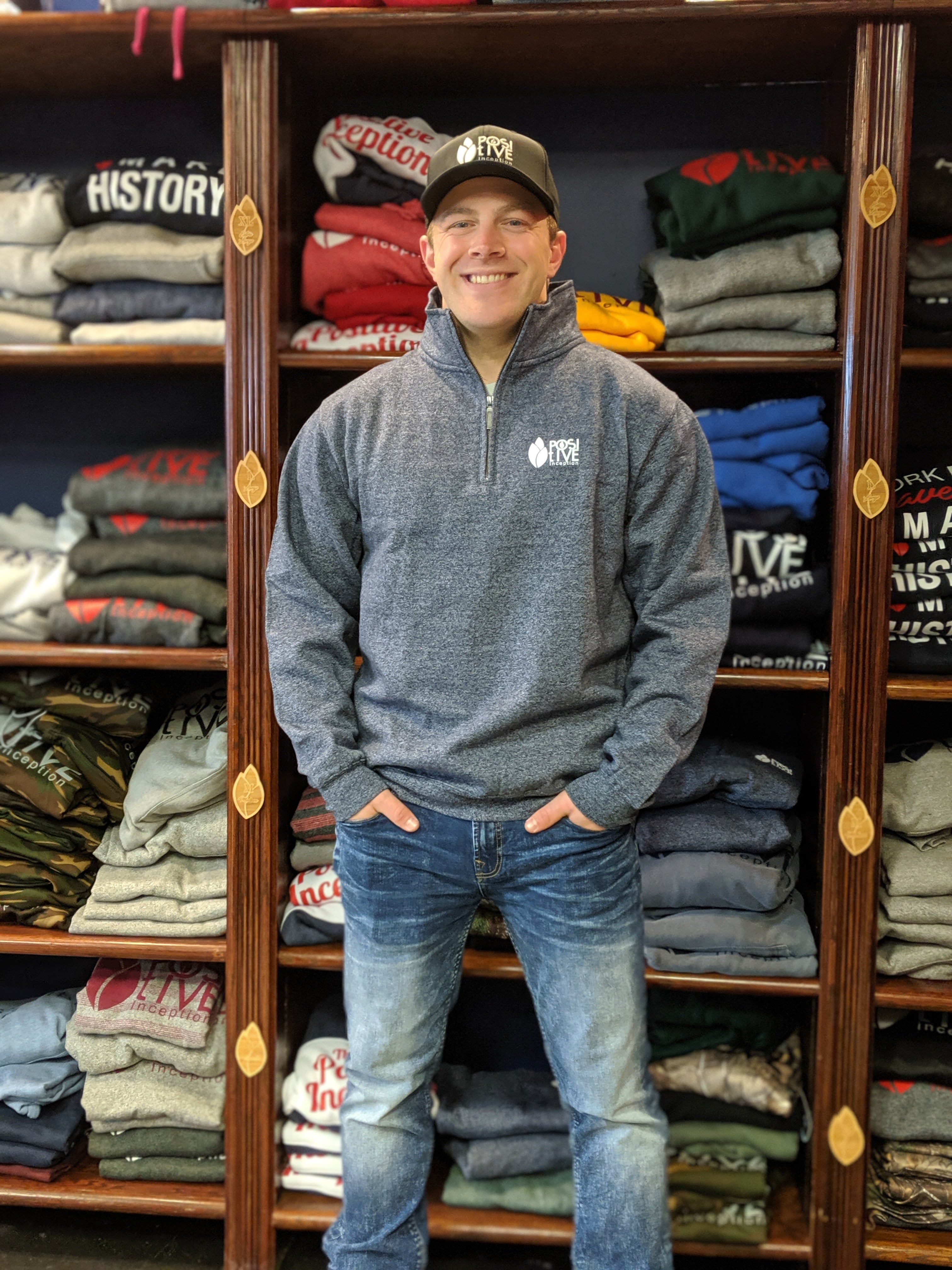 1/4 Zipper Positive Inception Heather Navy Blue Sweater – The Positive ...