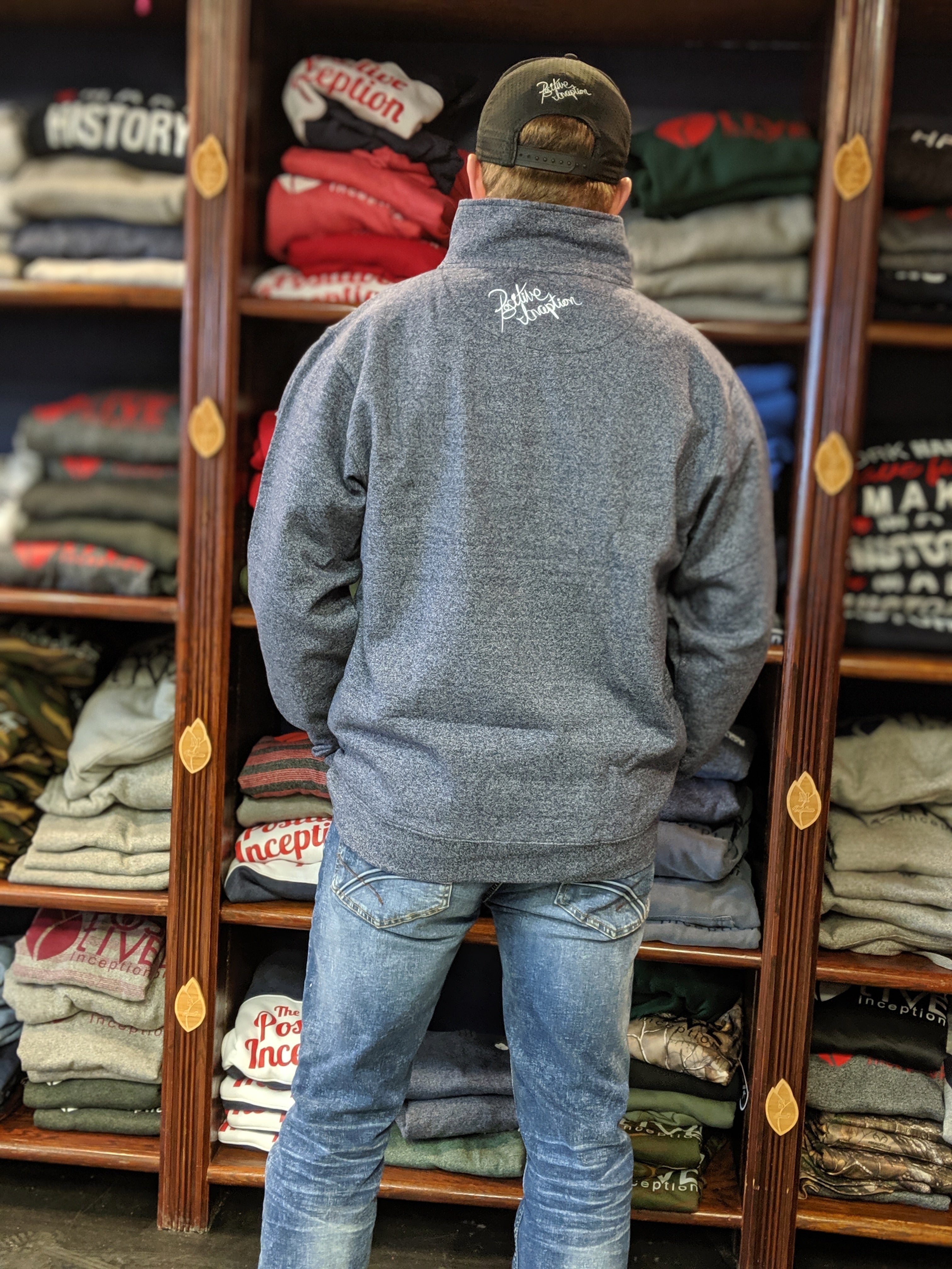 1/4 Zipper Positive Inception Heather Navy Blue Sweater – The Positive ...