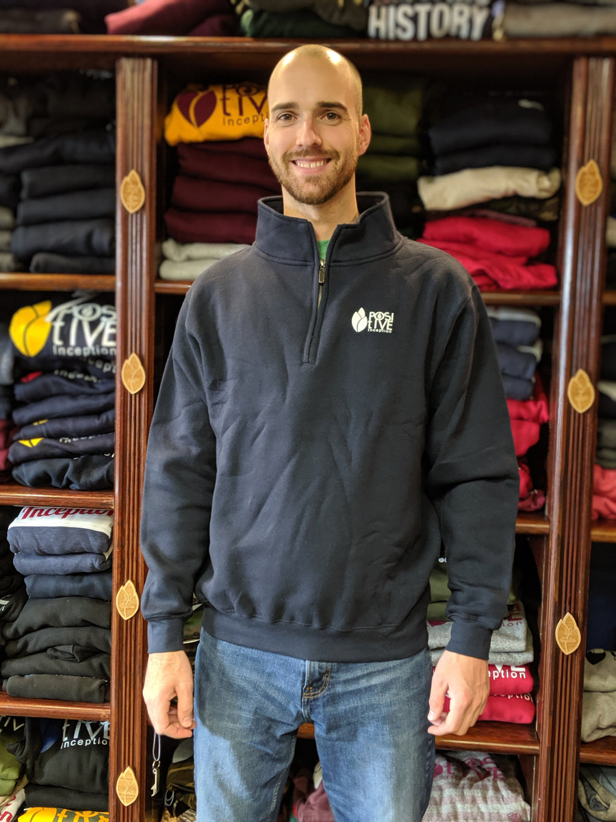 1/4 Zipper Positive Inception Solid Navy Blue Sweater – The Positive ...