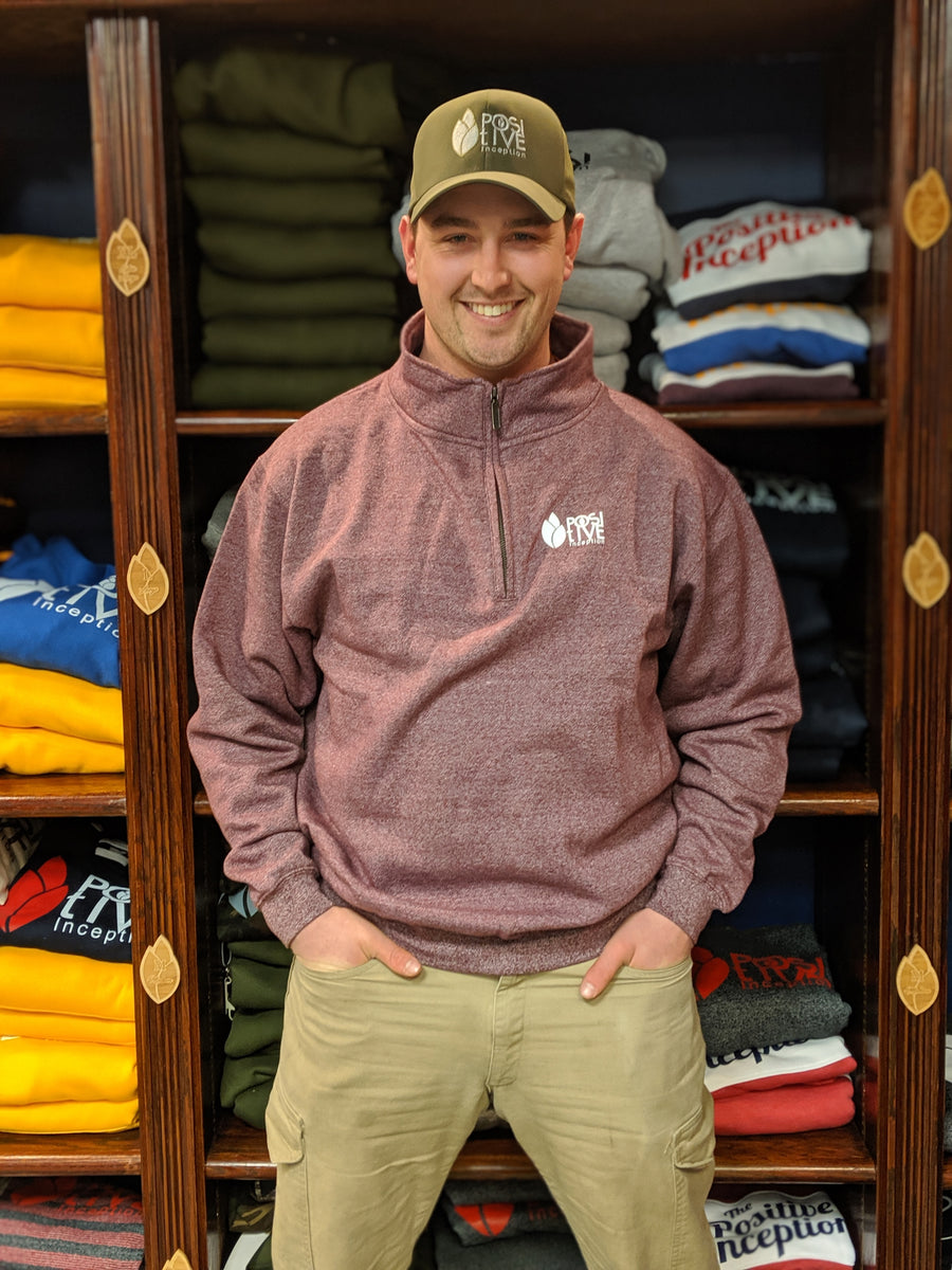 1/4 Zipper Positive Inception Heather Maroon Sweater – The Positive ...