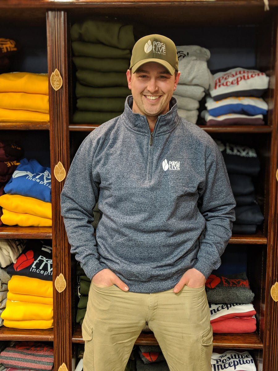 1/4 Zipper Positive Inception Heather Navy Blue Sweater – The Positive ...