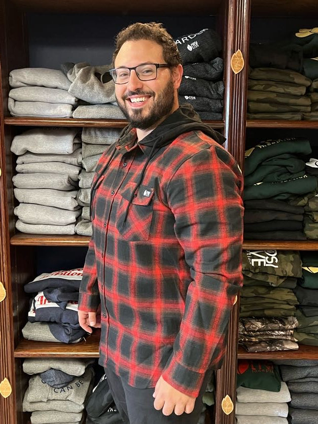 20% OFF (Usually $60) Unisex Black and Red Flannel hooded Long-Sleeve Shirt