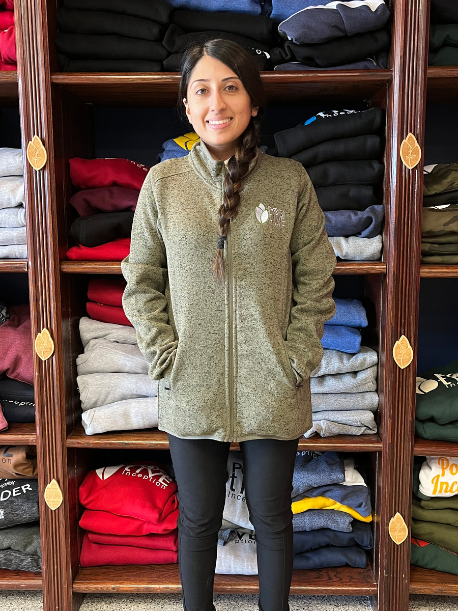Women's Full Zipper Green Sweater – The Positive Inception